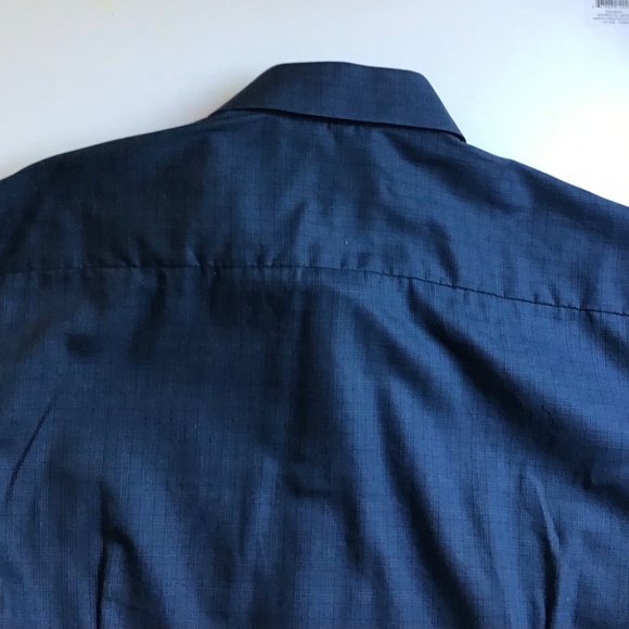 ETON slim dark blue checkered shirt Sz 16.5 made in Europe - Picture 7 of 9